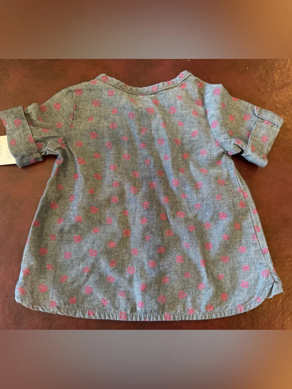 Carter's Gray Button-Front Shirt Dress with Pink Polka Dots